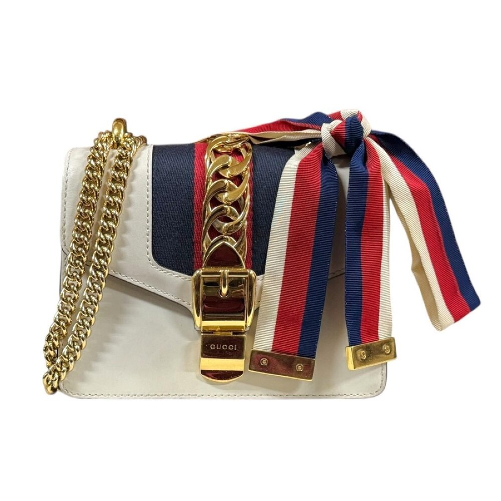 Gucci Sylvie chain bag buckle Leather White